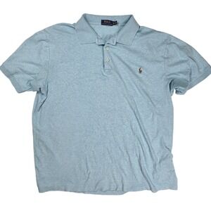 Polo Ralph Lauren Classic Fit Blue 1/4 Button Polo Men's Tall Size XLT
